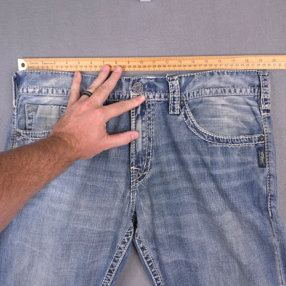 Silver Jeans Zac Relaxed Fit Straight Leg Blue Denim Jeans 38x32